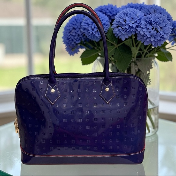 3FER EUC Arcadia Deep Blue Parent Leather Satchel Bag - Picture 3 of 10